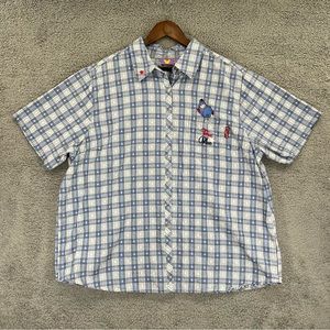 Disney Eeyore Button Shirt True Blue Plaid Textured Women Size 22W